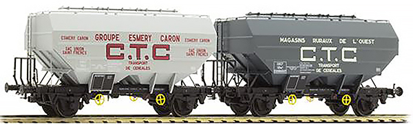 REE Modeles WB-552 - French Set of two Grain wagons CTC ESMERY-CARON et MAGASIN RURAUX DE L’OUEST Era III